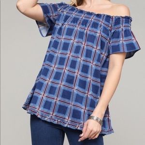 NWT Off the shoulder Ruffle Hem Top